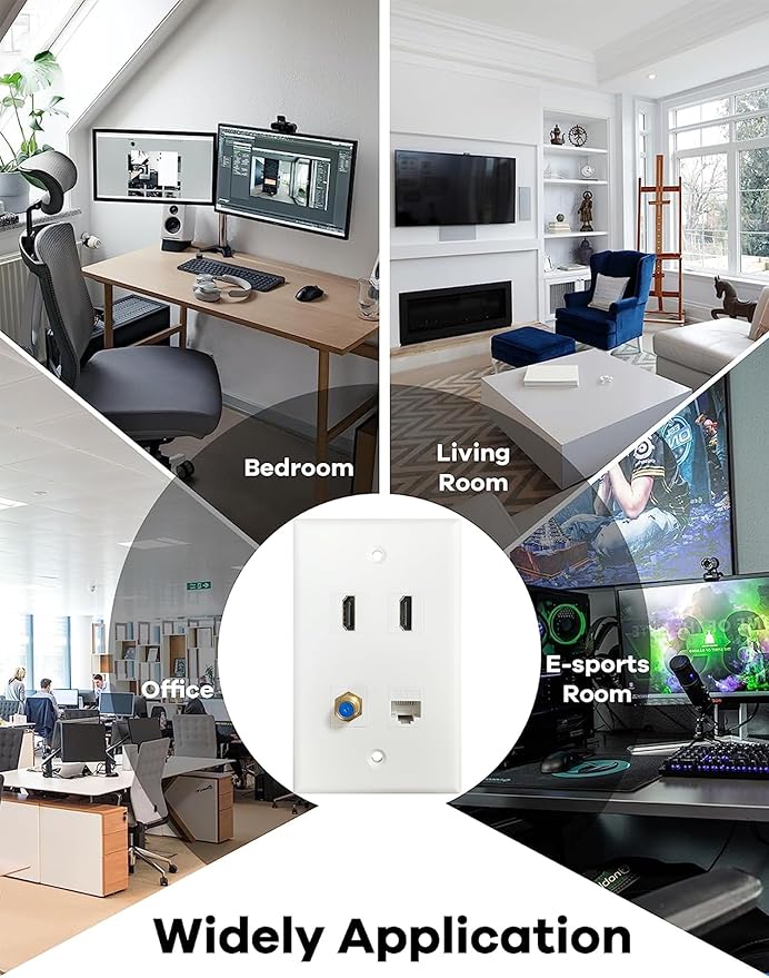 HDMI Coax Ethernet Wall Plate, 2 Port 4K HDMI Keystone, 1 Port Coax Keystone - Image 6