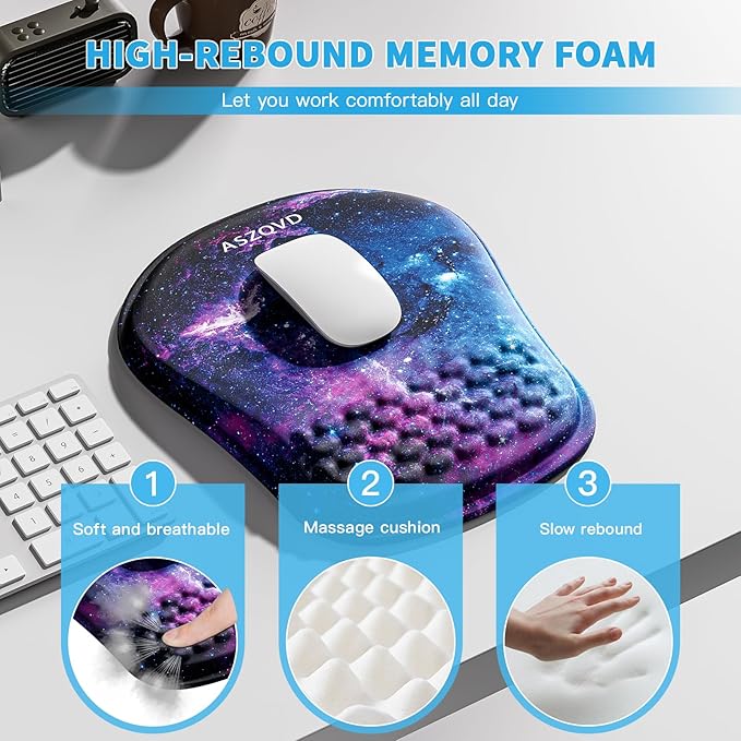 Mouse Pad with Wrist Rest, Ergonomic Mousepads with Wrist Support, Soft Lycra - Image 3