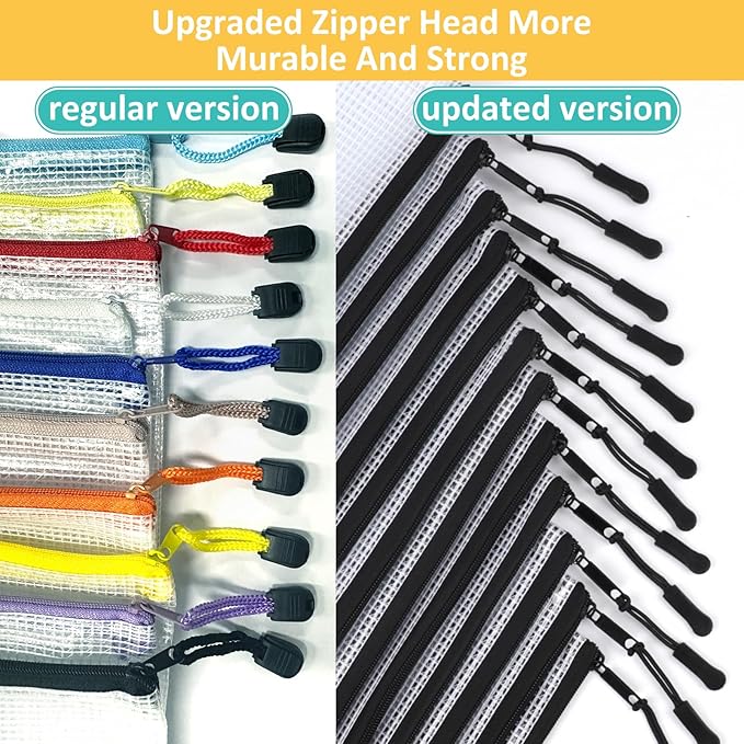 12pcs Mesh Zipper Pouch Bags, A4 Puzzle Bag - Image 4