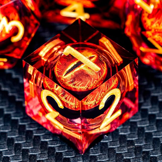 ARUOHHA DND Resin Dice Gazes Eye Dice Liquid Core Flaming RPG Sharp Edged Dice - Image 3
