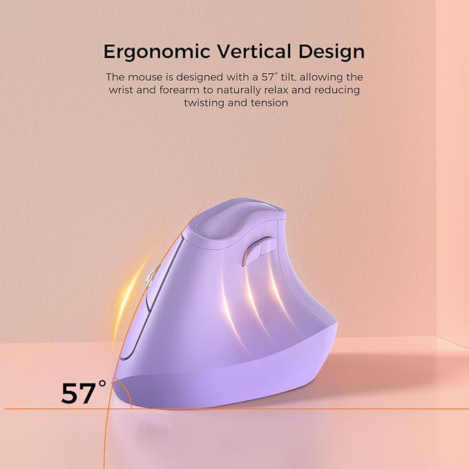57° Ergonomic Wireless Tower Mouse, Vertical Quiet Ergo Mouse, 7 Buttons - Image 2