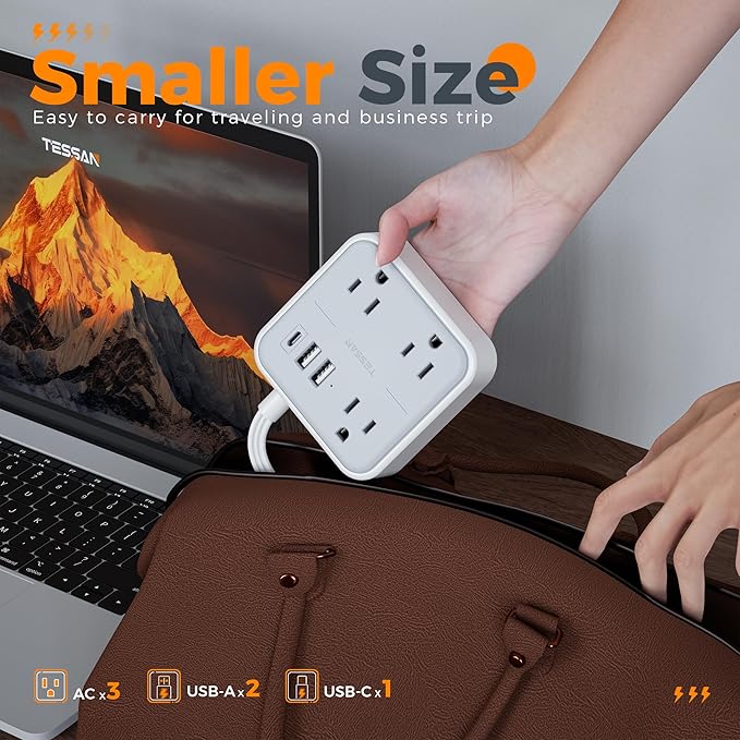 TESSAN Ultra Thin Flat Extension Cord 5 FT, Slim Power Strip - Image 6