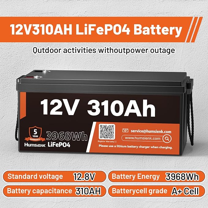 12V 310Ah LiFePO4 Lithium Battery – Max. 3968Wh Solar/RV/Off-Grid Power - Image 3