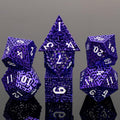 Purple Metal Hollow DND Dice Set Metallic Luster Maze Design by Unknown