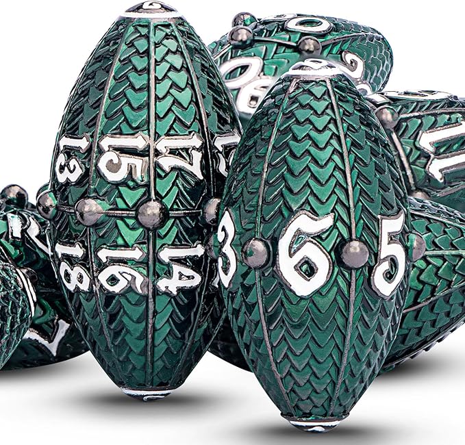 ARUOHHA DND Metal Dice Black Green Dragon Egg Dice by ARUOHHA
