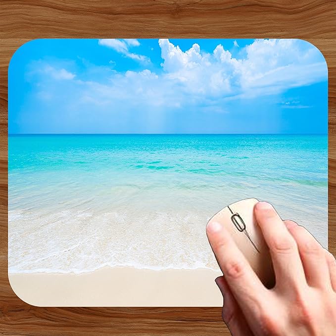 Coastal Shoreline Waves Sandy Beach Theme Mouse Pad Mat Mousepad - Image 2