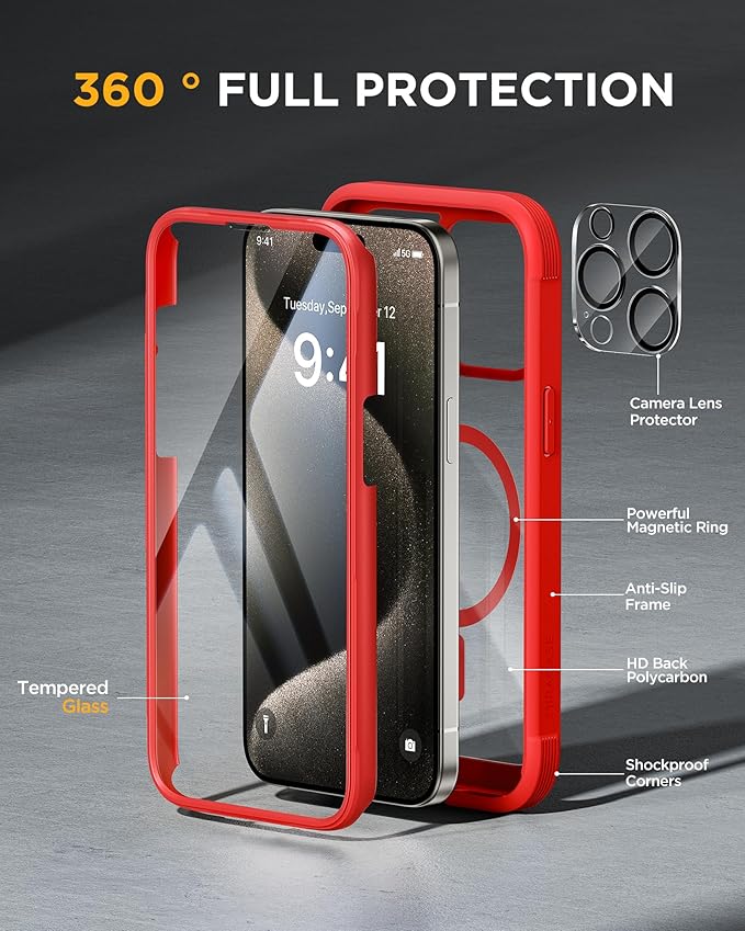 Miracase Magnetic for iPhone 15 Pro Max Case 6.7'' Full-Body Military Drop - Image 2