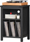 Record Player Stand with Vinyl Record Storage, Large Wood Turntable Stand by Joaxswe