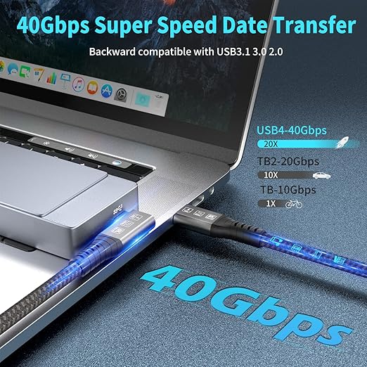 USB4 Thunderbolt 4 Cable, 240W Charging, 40 Gbps Data, 8K @ 60Hz HDR, USB C to - Image 2