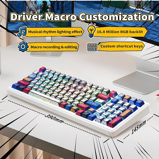 x Aula F99 Wireless Gaming Keyboard, RGB Backlit, Tri-Mode BT5.0/2.4GHz/USB-C - Image 6