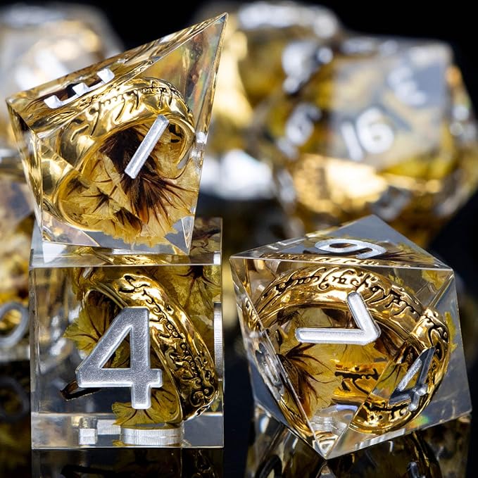 Magic Golden Ring DND Dice Set Sharp Edge Red Resin Dice - Image 6