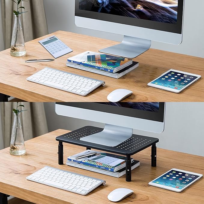 Bracwiser Monitor Stand Riser, Metal Computer Stand, 3 Height Adjustable Screen - Image 9