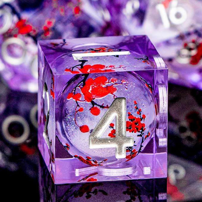 Plum Blossom DND Dice Purple Liquid Core Dice Set - Image 3