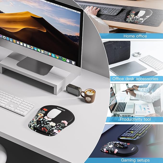 Mouse Pad with Wrist Rest, Ergonomic Mousepads with Wrist Support, Soft Lycra - Image 7