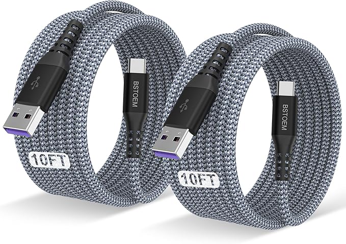 USB A to USB C Cable 10 ft, Type C Charger Cord Fast Charging 10FT 2Pack by BSTOEMElectronicHouse