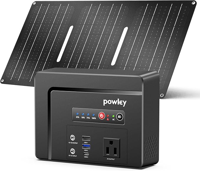 Powkey Solar Powered Generator 100W Rated, 97Wh Portable Power Station by POWKEY