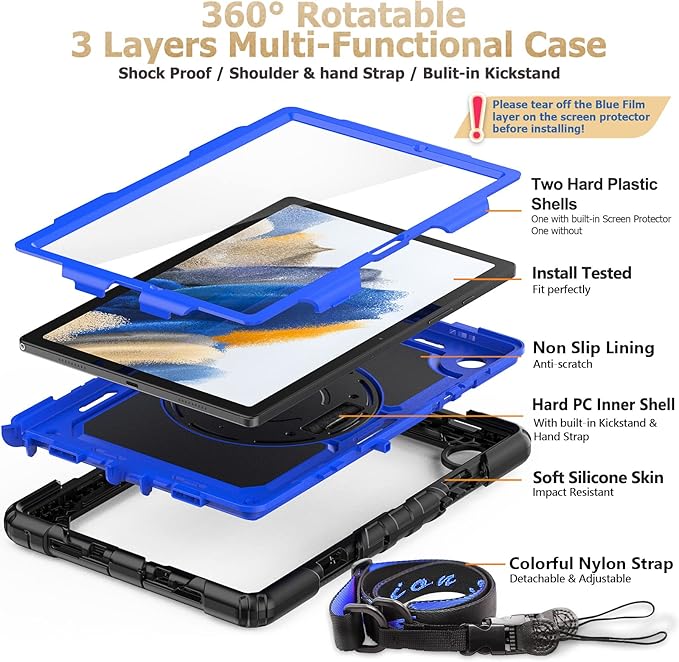 SEYMAC stock Case for Samsung Galaxy Tab A8 10.5'', Full-Body Drop Protection - Image 8