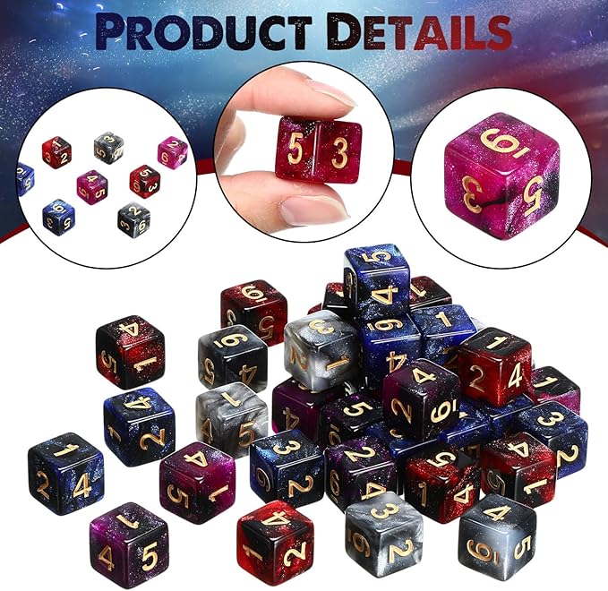 Poen 40 Pcs 16mm Dice Set Bulk, 6 Sided Standard Colored Dices - Image 2