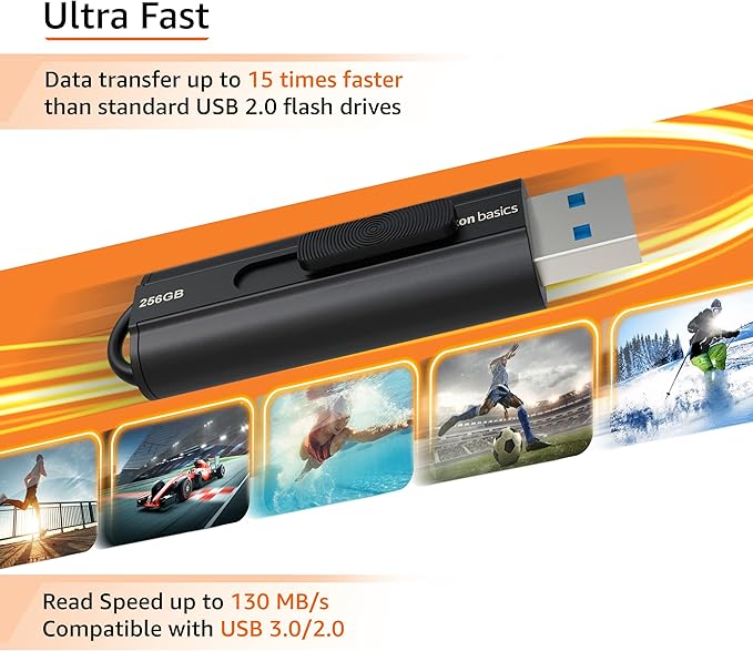 Amazon Basics 256 GB Ultra Fast USB 3.1 High Capacity Flash Drive - Image 3