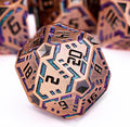 Metal DND Sci-fi Dice Set 7PCS Stripe Polyhedral Dice by OGCOPHEN