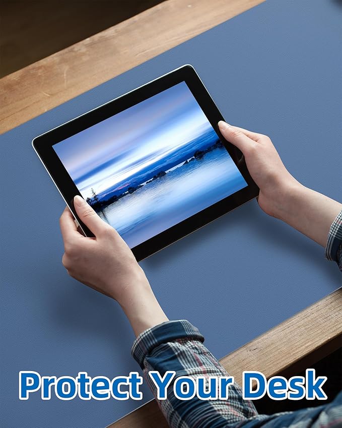 Leather Desk Pad Blotter, Mouse Pad, Office Desk Mat, Non-Slip PU Leather Desk - Image 5