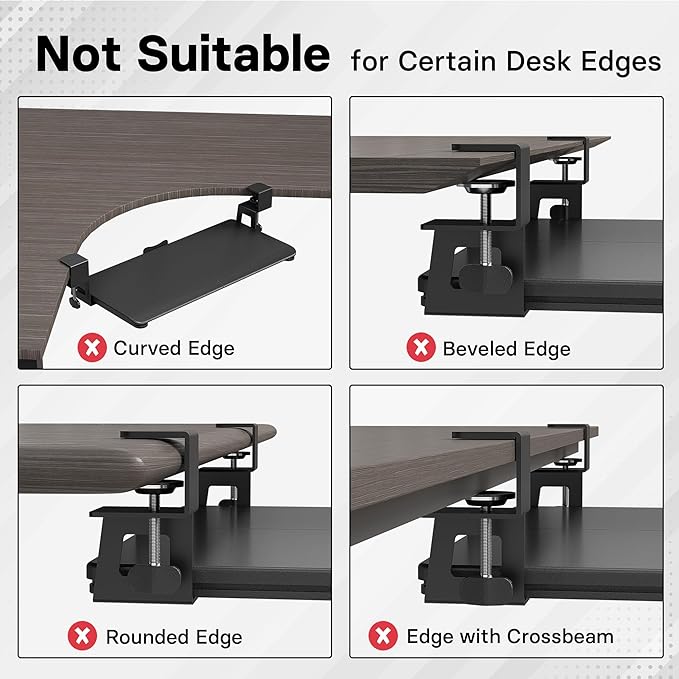 BONTEC KMT01-PJ Under Desk Keyboard Tray, Pull-Out Keyboard & Mouse Platform - Image 3
