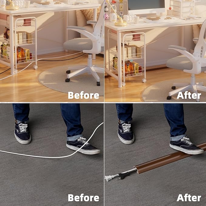 9.8ft Floor Cord Cover, Silicone Wire Hider, Hide Extension Cords, Protect Cords - Image 5