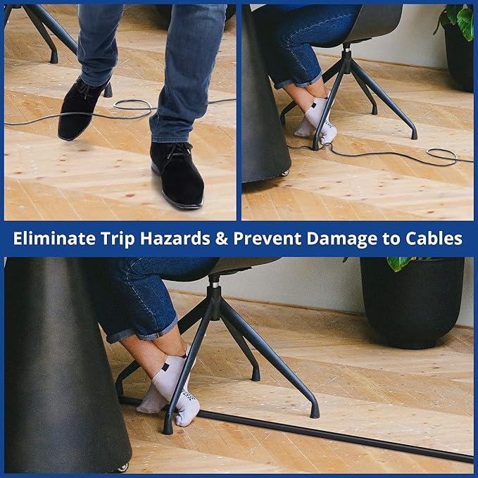 Floor Cord Cover 10ft, Cord Hider Floor Black, Floor Cable Management Prevent - Image 3