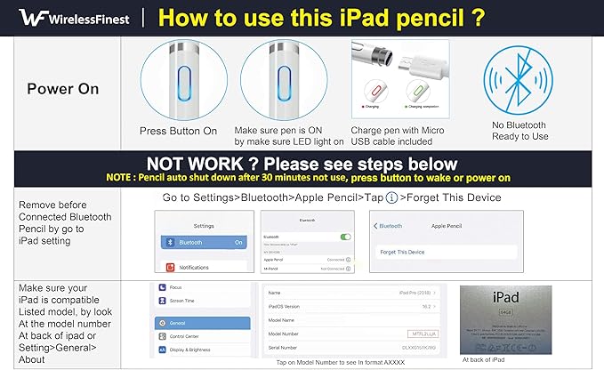 Black Stylus Pen Pencil 1st Gen Generation Replacement - Image 8