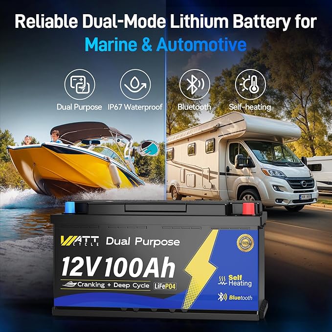 12V 100Ah Marine Starting LiFePO4 Battery Bluetooth, Lithium Battery - Image 2