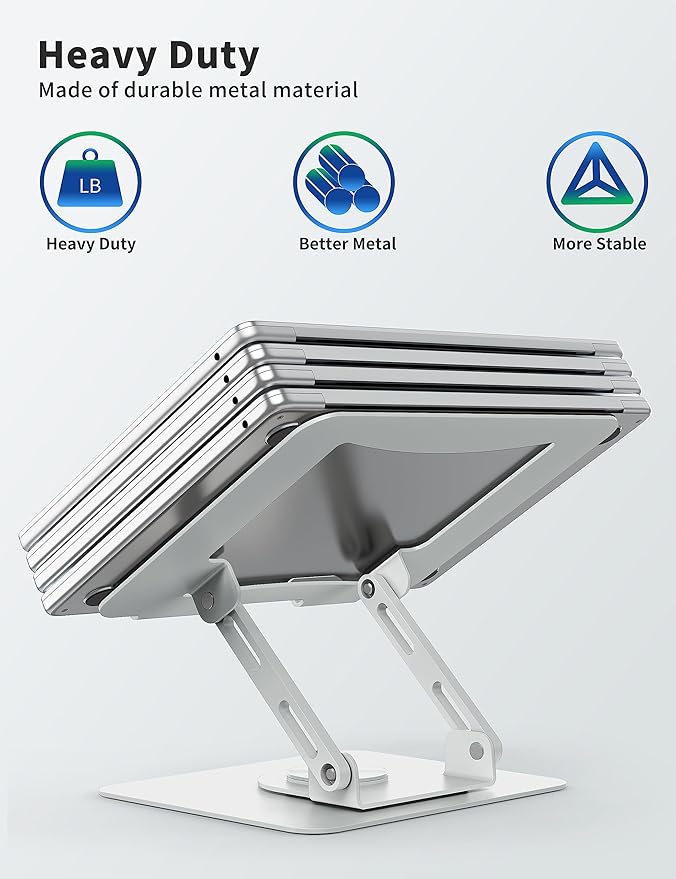 SOUNDANCE Laptop Stand with 360° Rotating Base, Ergonomic Computer Riser - Image 5