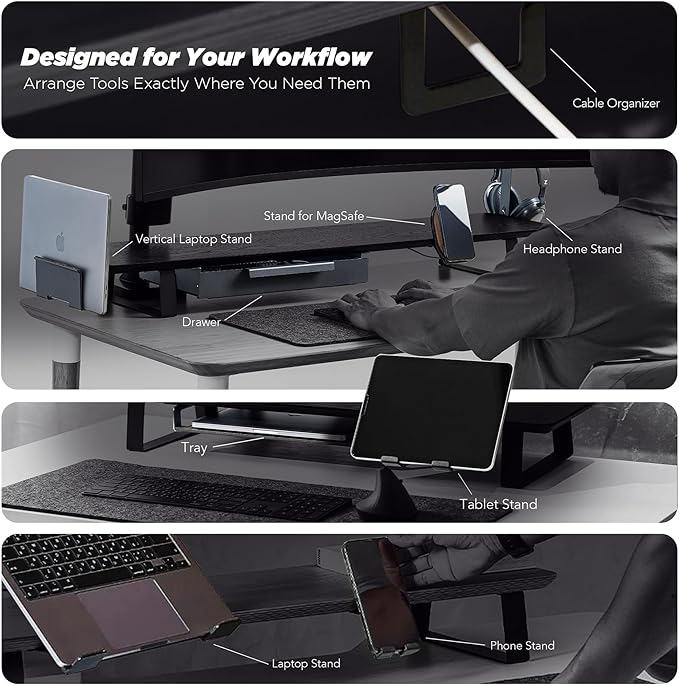 Moodular Wooden Monitor Stand 33.4” Desk Organizer - Image 5