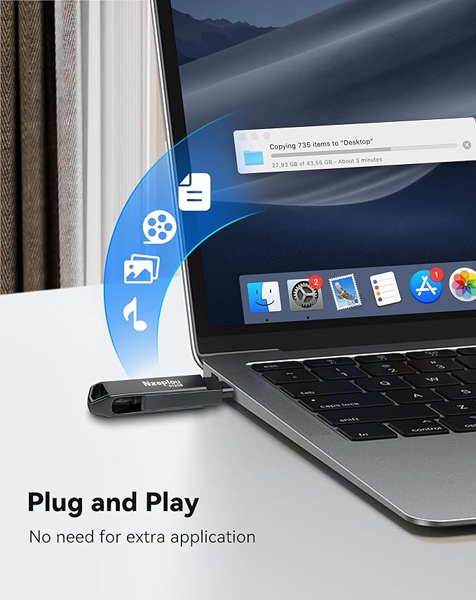Flash Drive for iPhone iPad, USB3.0 High-Speed Memory Stick No App Needed - Image 5