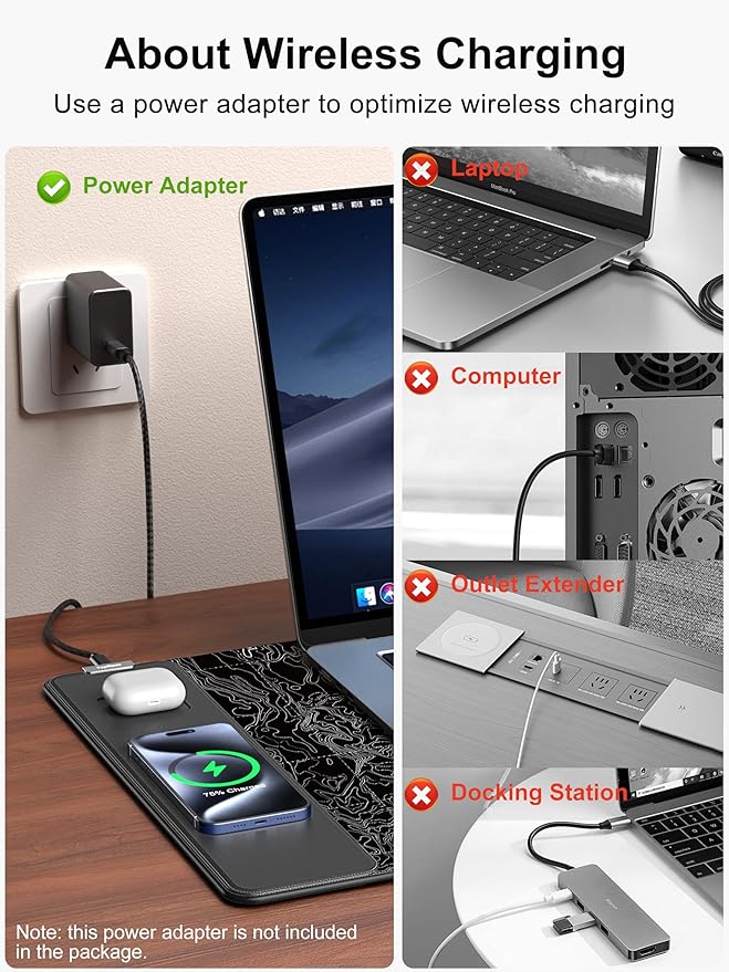 TopMade Mouse Pad with 15W Fast Wireless Charging, 31.5"x15.75" XXL Large - Image 5