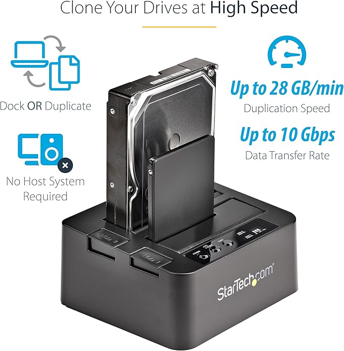 StarTech.com Standalone Hard Drive Duplicator, External Dual Bay HDD/SSD - Image 2