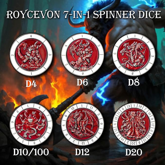 7 in 1 D6 Spinner DND Dice Set D&D, Metal Cube D and D Dice - Image 3