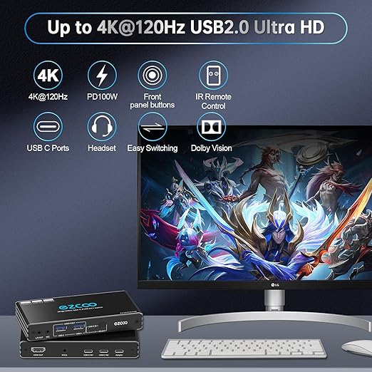 4K@120Hz USB-C HDMI2.1 KVM Switch - Image 4
