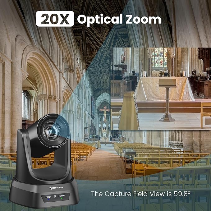 HDMI 20X Optical Zoom PTZ Conference Room Camera System, 1080P 60fps USB3.0 - Image 7