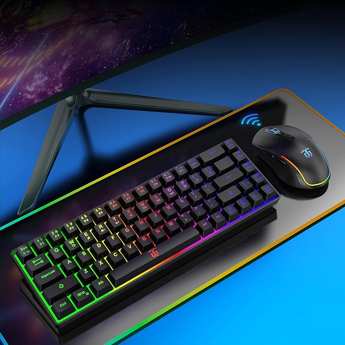 Snpurdiri 60% Wireless Gaming Keyboard and Mouse Combo, LED Backlit - Image 6