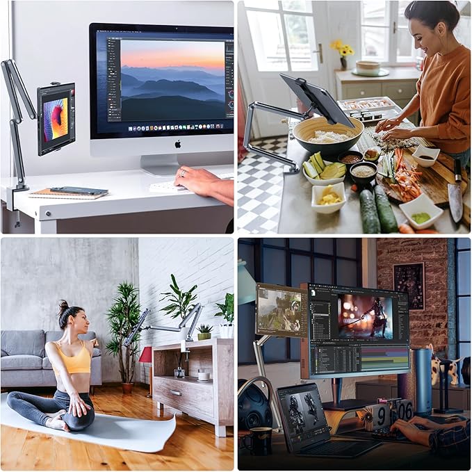 Tablet Stand for Desk, Aluminum Alloy Foldable Tablet Arm Mount Holder - Image 6