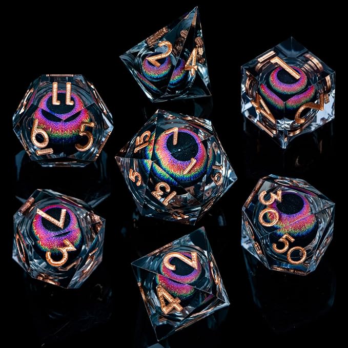 ARUOHHA DND Dragon Eye Dice Liquid Core Resin Sharp Edged Dice Set - Image 2