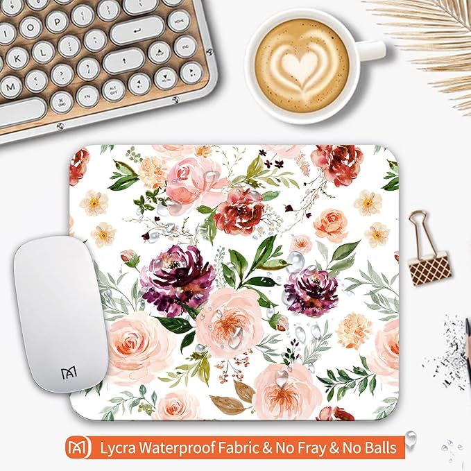 Square Mouse Pad Pretty Floral, Personalized Premium-Textured Custom Mouse Mat - Image 3