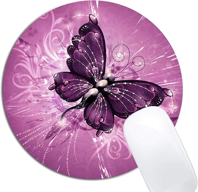 Butterfly Mouse Pad Round Non-Slip Rubber Mousepad Laptop Office Computer Decor by XDMY
