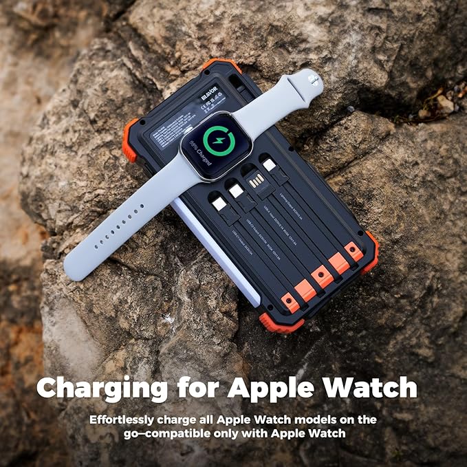 BLAVOR Solar Power Bank 20000mAh/74000mWh Built-in Cables, Wireless Charger - Image 4