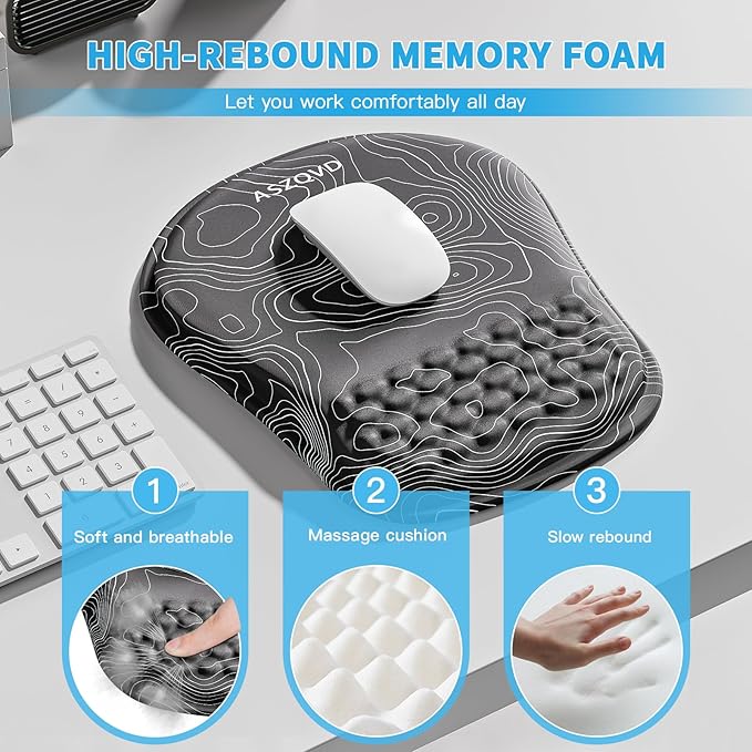 Mouse Pad with Wrist Rest, Ergonomic Mousepads with Wrist Support, Soft Lycra - Image 3