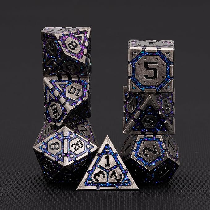 Metal D&D Dice Set, Polyhedral Metallic Dice - Image 3