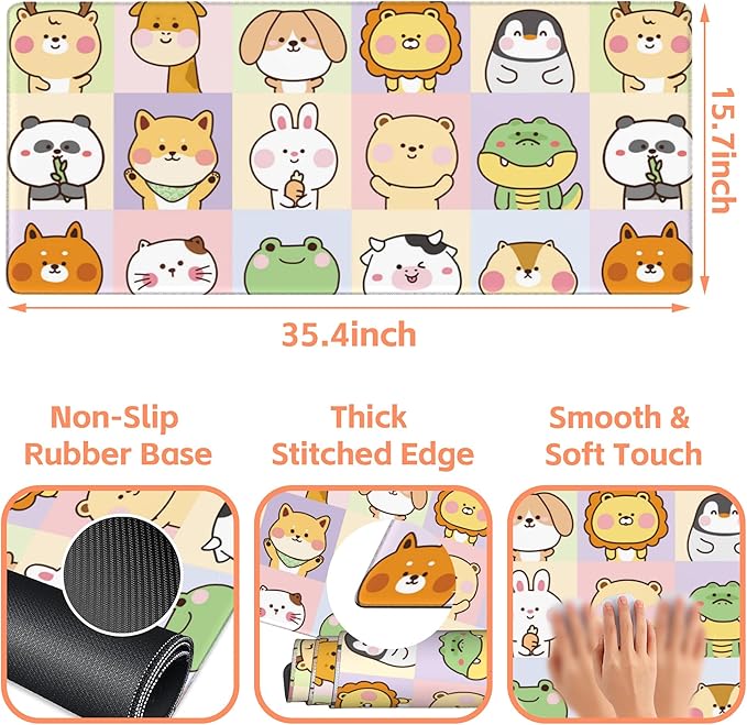 Mouse Pad Large Cute Animals Non-Slip Game Desk Mat - Image 3