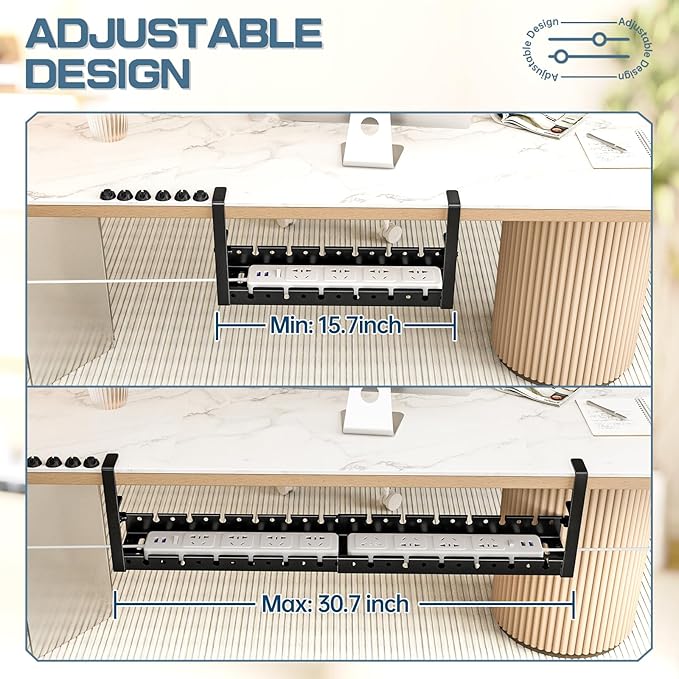 Shikha Under Desk Cable Tray, 15.7"-30.7" Retractable Under Desk Cable - Image 4