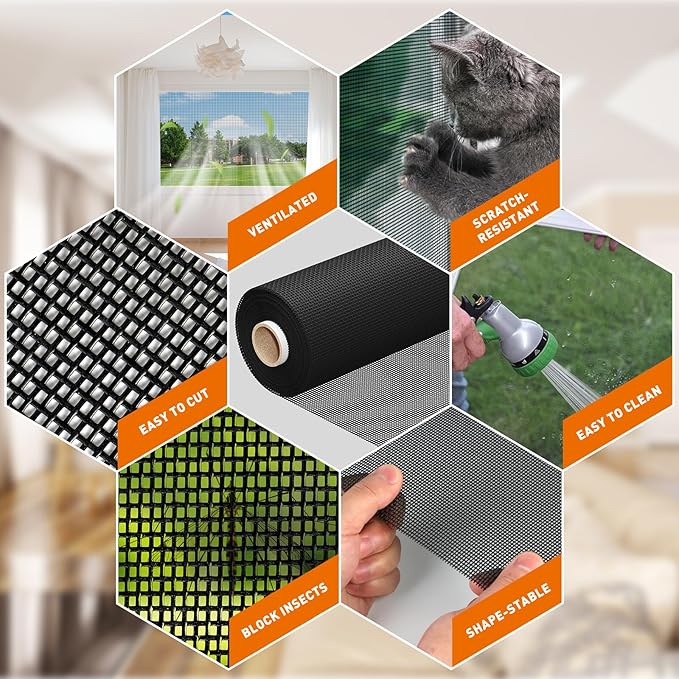 MAGZO Pet Proof Window Screen Replacement Mesh Roll, 37.4in × 16.4ft Upgraded - Image 5