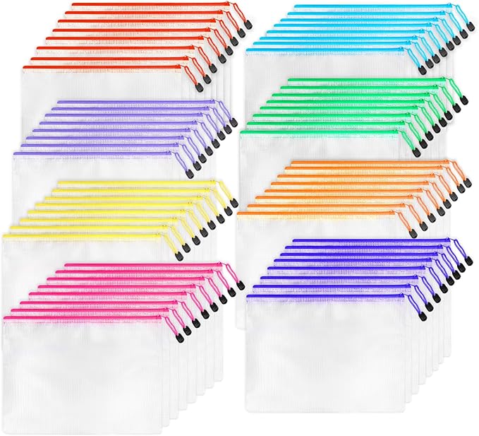 64pcs A4 Mesh Zipper Pouch Bags, Mesh Bags by UMETDO